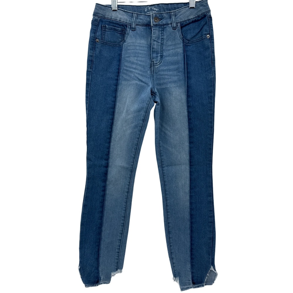 Art Class Jeans Girls 14 High Rise Skinny‎ Blue Distressed Frayed Hem Stretch